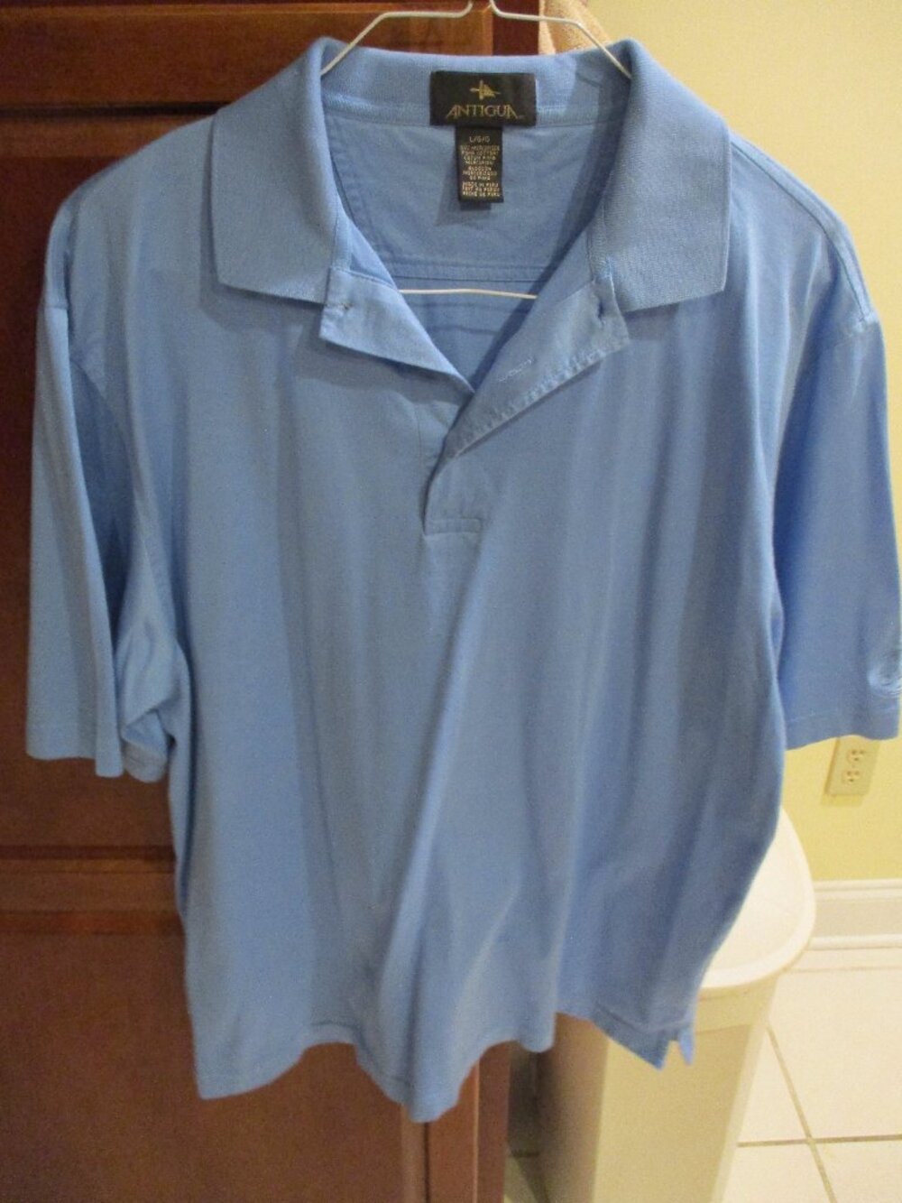 Men's ANTIGUA Blue Polo Short Sleeve Shirt Size Large